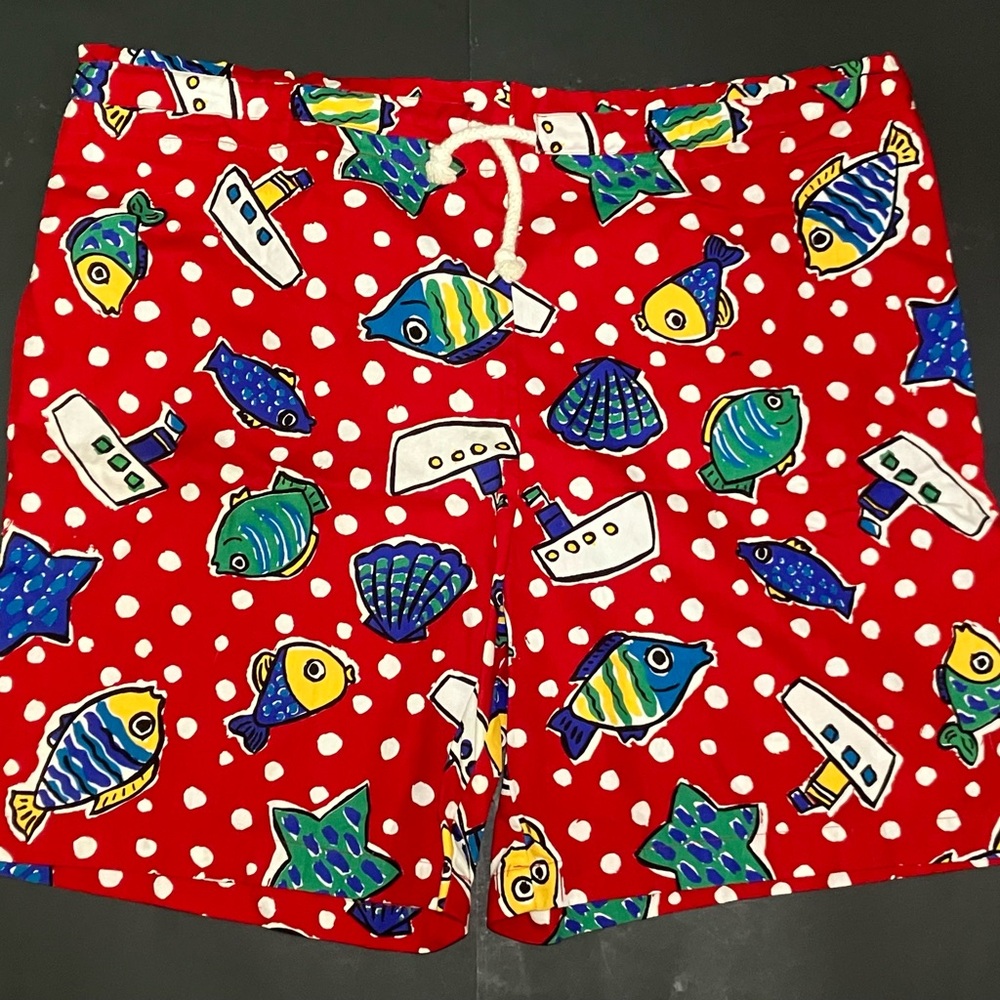 VINTAGE JOE BOXER SHORTS MENS ONE SIZE FITS MOST RED FISH THEME